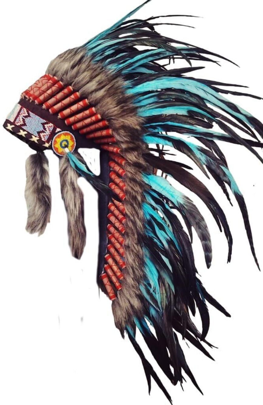5058 Native American Inspired Headdress - Handcrafted with Genuine Feathers